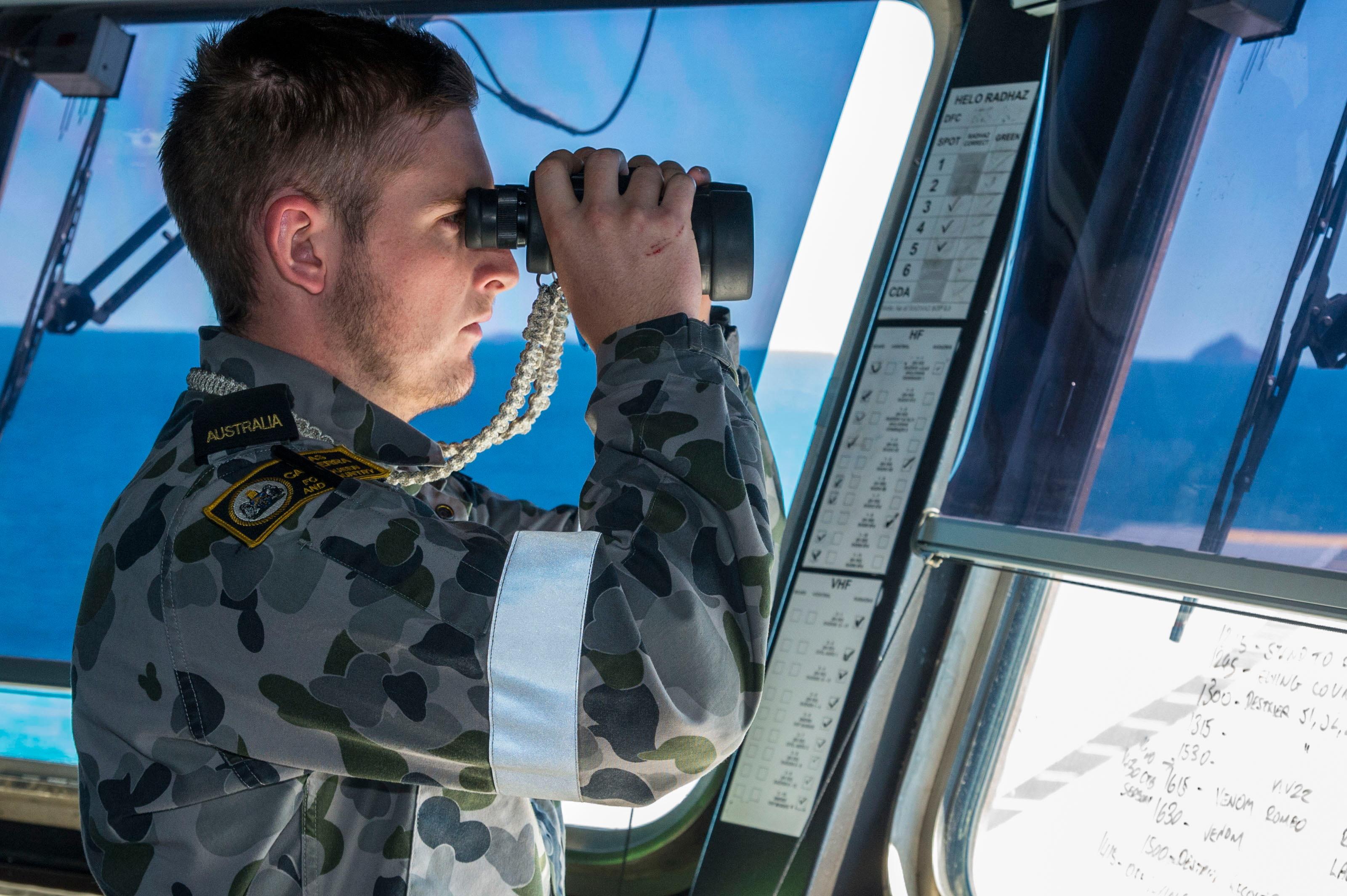 Navy   Able Seaman Boswain's Mate on Bridge of Hmas Canberra